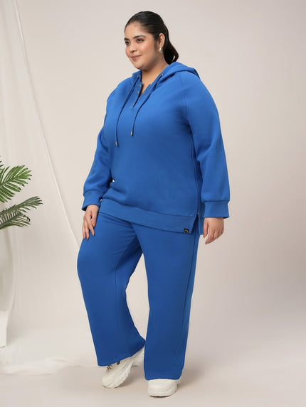 Women Plus Size Winter Fleece Matching Set- Cobalt Blue