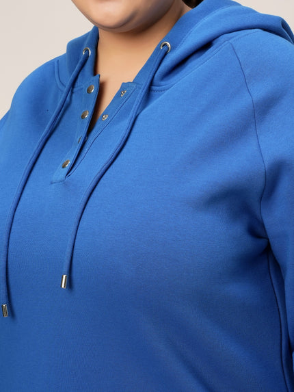 Women Plus Size Winter Hoodie- Cobalt Blue
