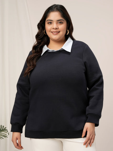 Women Plus Size Winter Layered-Look Sweatshirt