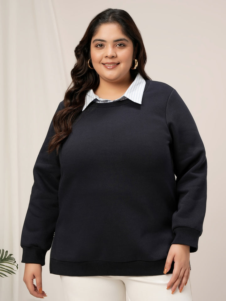 Women Plus Size Winter Layered-Look Sweatshirt