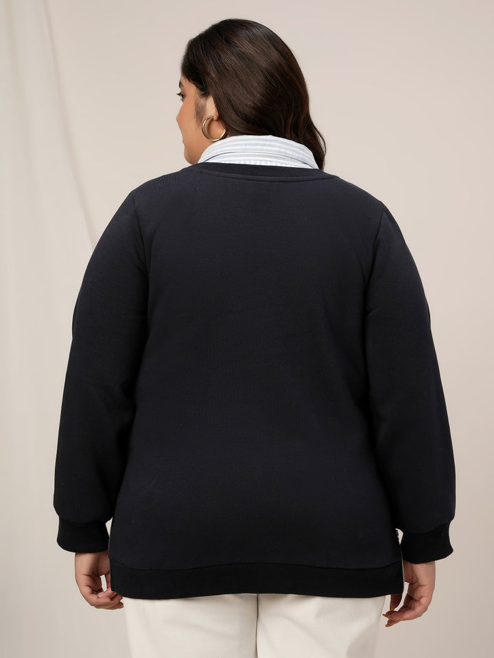 Women Plus Size Winter Layered-Look Sweatshirt