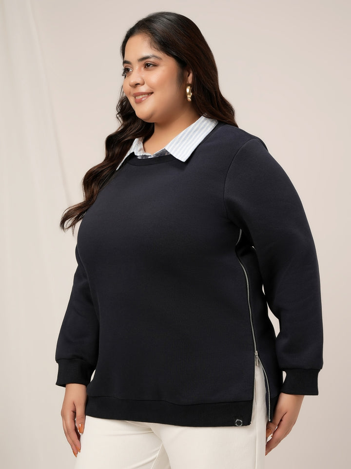 Women Plus Size Winter Layered-Look Sweatshirt
