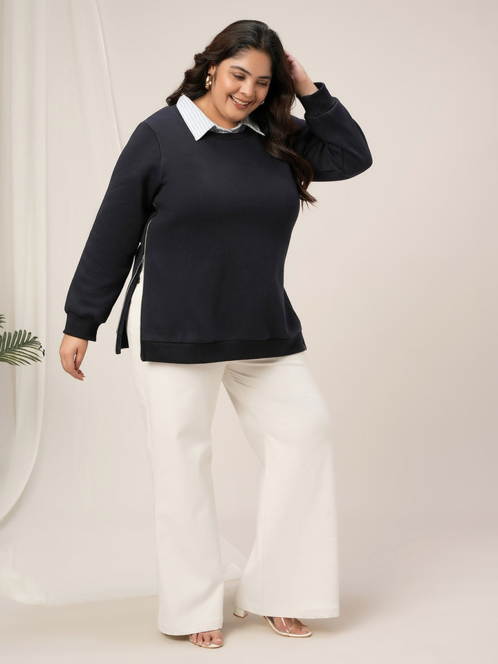 Women Plus Size Winter Layered-Look Sweatshirt