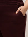 Women Plus Size Straight-Fit Winter Fleece Pants- Maroon