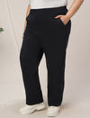 Women Plus Size Straight-Fit Winter Fleece Pants- Navy Blue