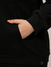 Women Plus Size Fleece Sweatshirt With Zipper- Black