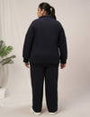 Women Plus Size Fleece Warm Co-Ord Set- Navy Blue
