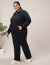 Women Plus Size Fleece Warm Co-Ord Set- Navy Blue