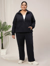 Women Plus Size Fleece Warm Co-Ord Set- Navy Blue