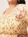 Women Plus Size Yellow Floral Dress