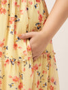 Women Plus Size Yellow Floral Dress