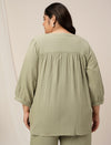 Womens Plus Size Cotton Tunic Top- Light Green