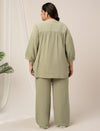 Women Plus Size Cotton Co-Ord Set- Light Green