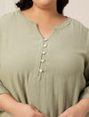 Womens Plus Size Cotton Tunic Top- Light Green