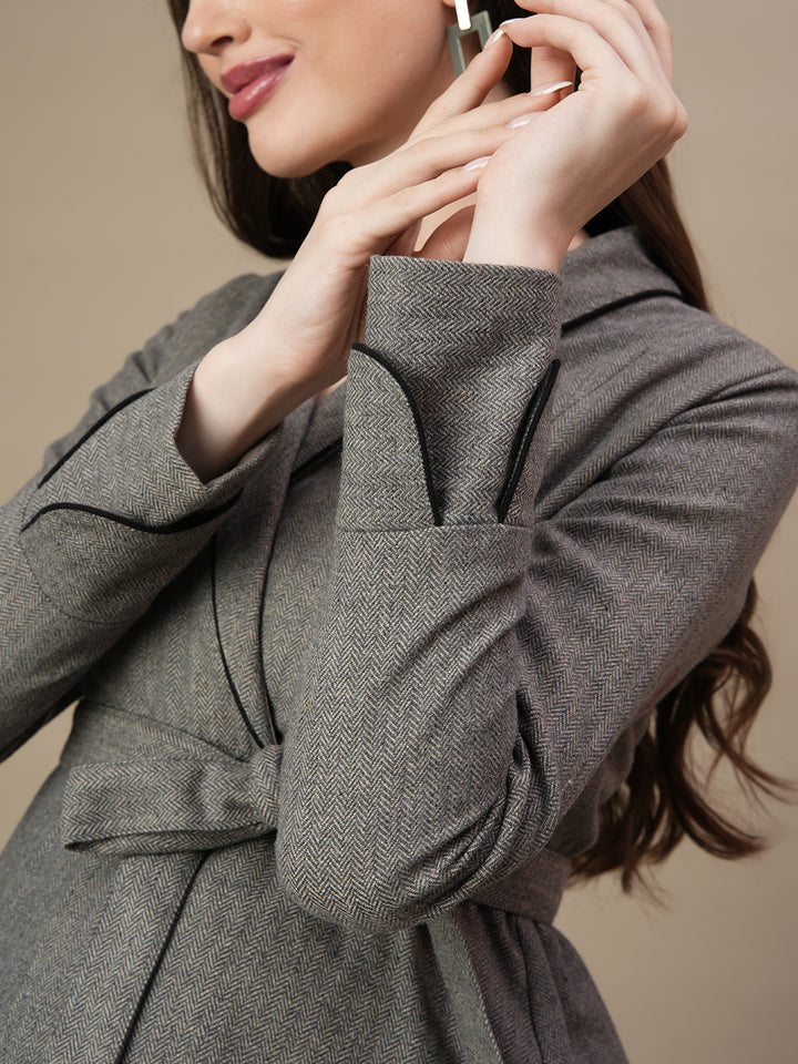 Woolen Maternity Blazer Dress