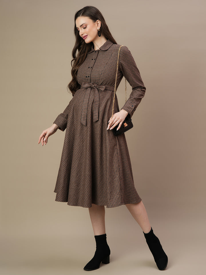 Woolen Maternity Midi Dress
