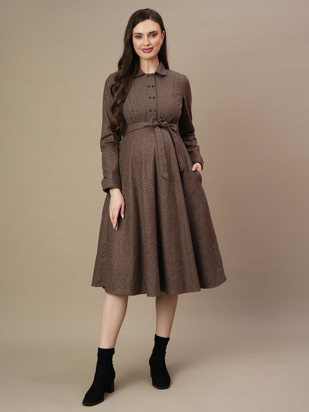 Buy Woolen Maternity Midi Dress Buy Woolen Maternity Midi Dress