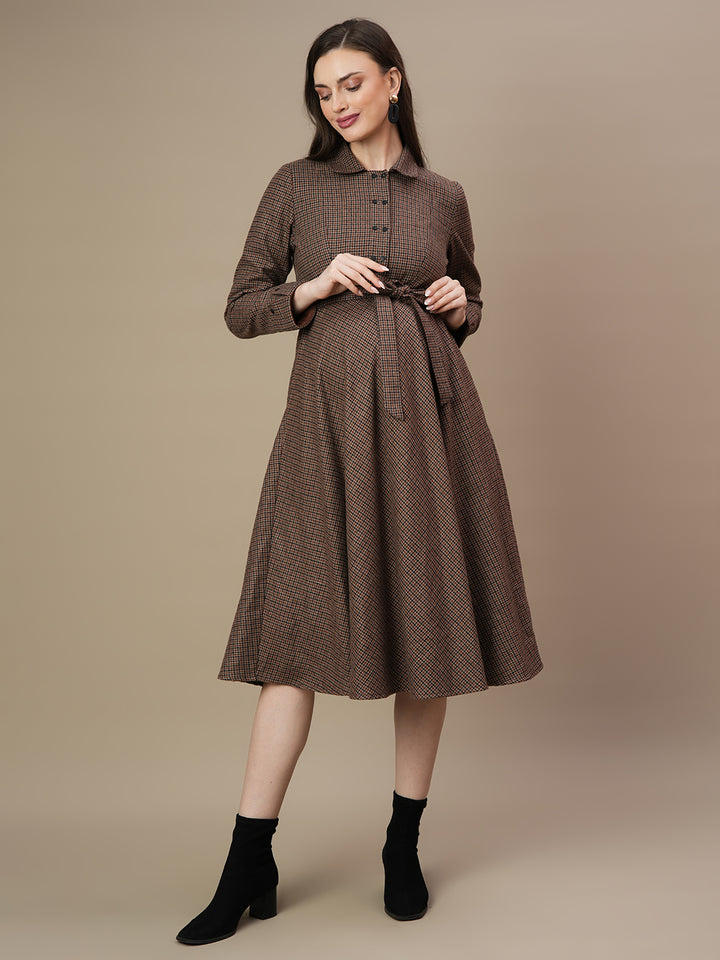 Woolen Maternity Midi Dress