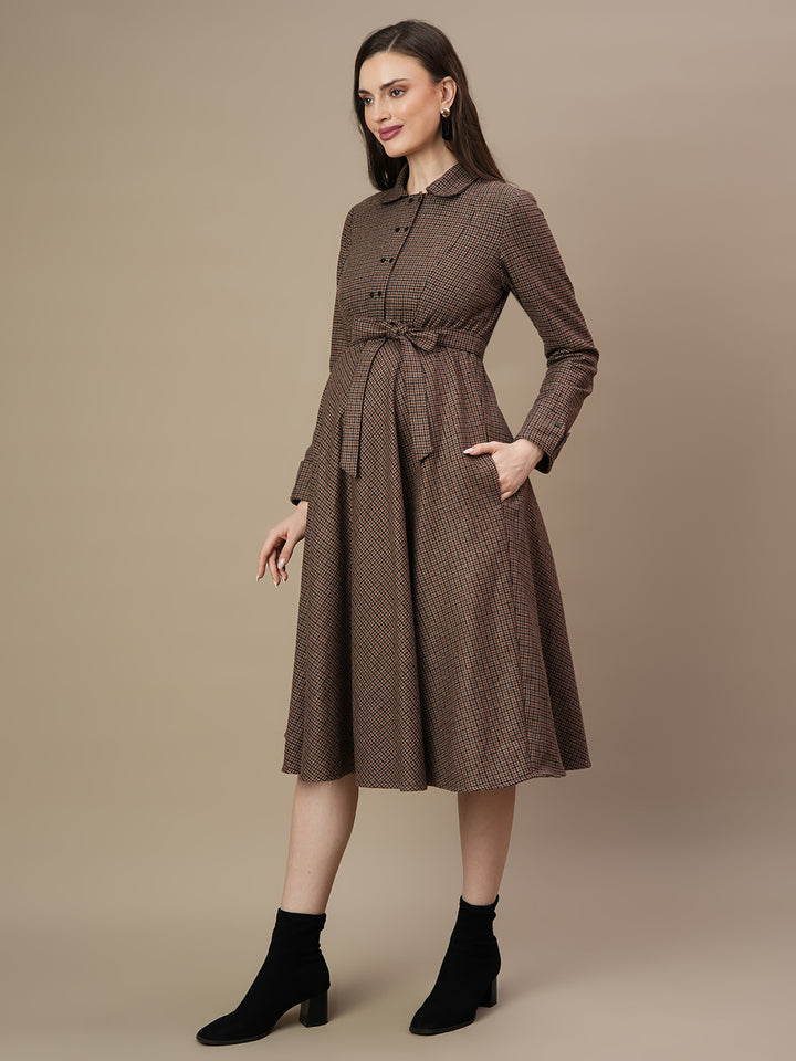 Woolen Maternity Midi Dress