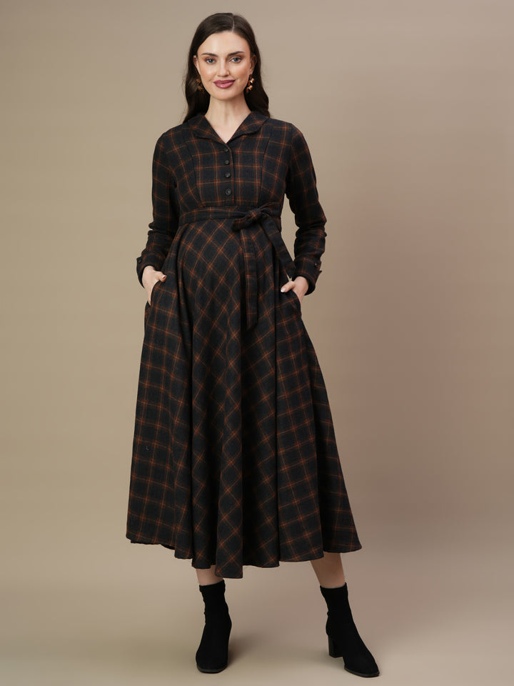 Woolen Maternity Maxi Dress