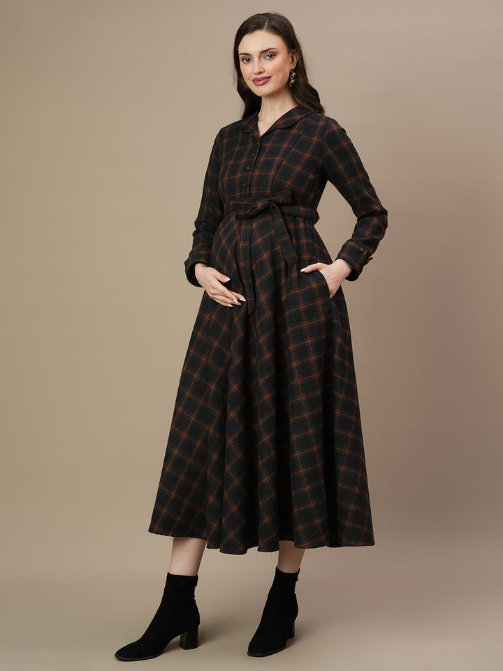 Woolen Maternity Maxi Dress