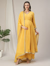 Yellow Embroidered Maternity Kalidaar Kurta with Dupatta Set
