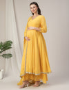 Yellow Embroidered Maternity Kalidaar Kurta with Dupatta Set