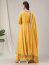 Yellow Embroidered Maternity Kalidaar Kurta with Dupatta Set