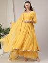 Yellow Embroidered Maternity Kalidaar Kurta with Dupatta Set