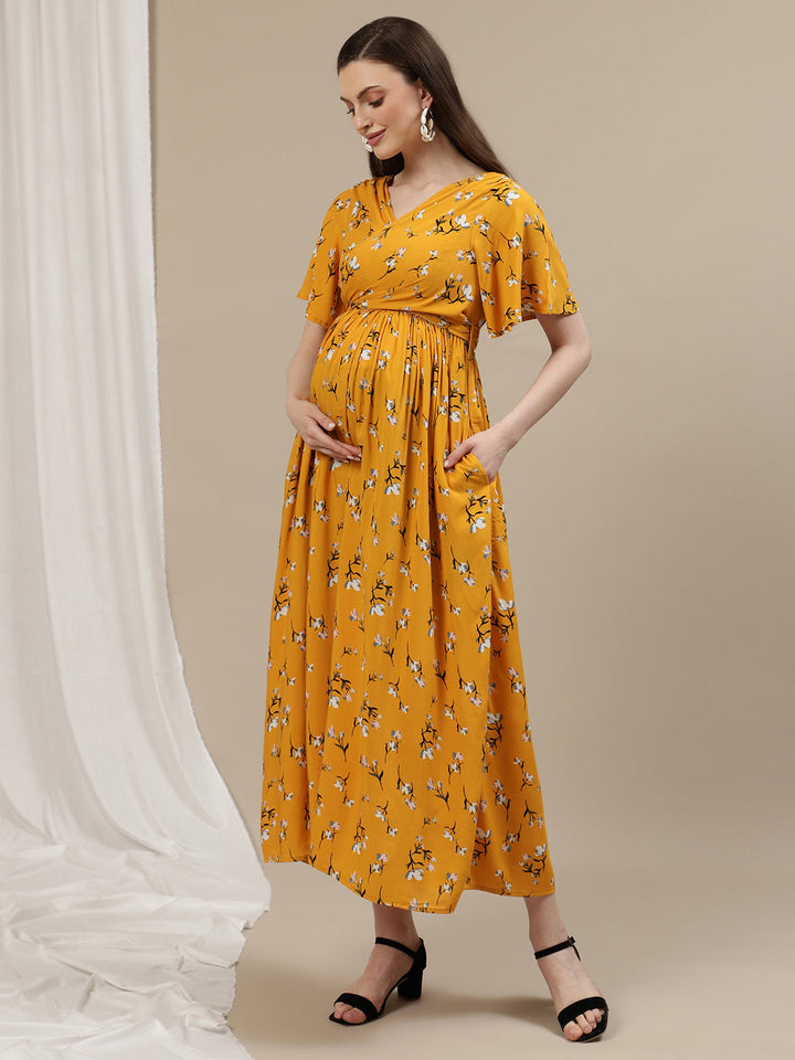 Yellow Maternity Maxi Dress