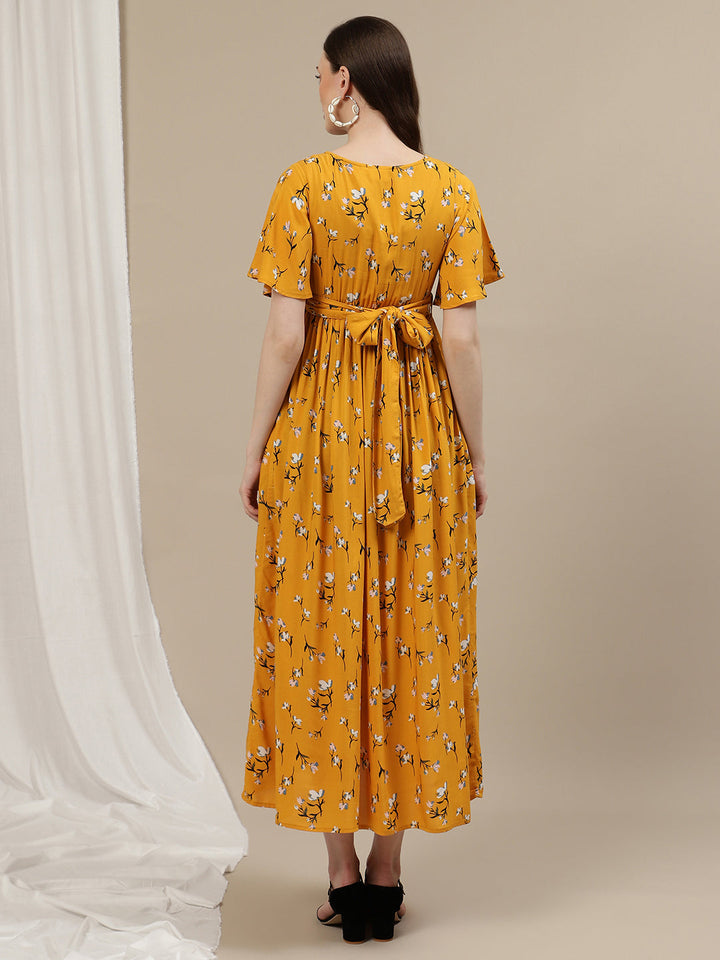 Yellow Maternity Maxi Dress