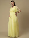 Yellow Maternity Maxi Formal Gown with Train