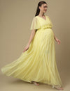 Yellow Maternity Maxi Formal Gown with Train