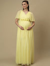 Yellow Maternity Maxi Formal Gown with Train
