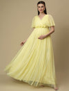 Yellow Maternity Maxi Formal Gown with Train