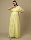 Yellow Maternity Maxi Formal Gown with Train