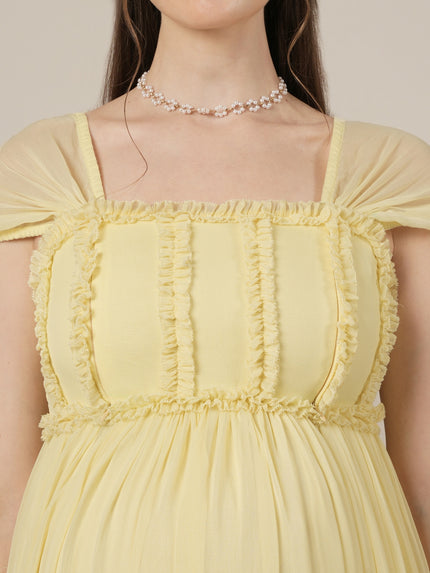 Yellow Maternity & Nursing Floral Long Party Dress