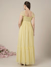 Yellow Maternity & Nursing Floral Long Party Dress