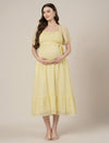 Yellow Maternity & Nursing Chiffon Long Dress