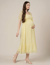 Yellow Maternity & Nursing Chiffon Long Dress