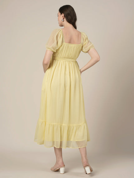 Yellow Maternity & Nursing Chiffon Long Dress