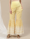 3pc. Maternity Embroidery Sharara Suit- Yellow