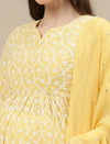3pc. Maternity Embroidery Sharara Suit- Yellow