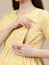 3pc. Maternity Embroidery Sharara Suit- Yellow