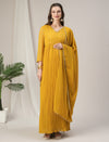 Yellow Pleated Maternity & Nursing Kurta with Dupatta Set