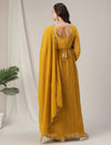 Yellow Pleated Maternity & Nursing Kurta with Dupatta Set
