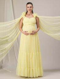 Yellow Ruffle Maternity Dress