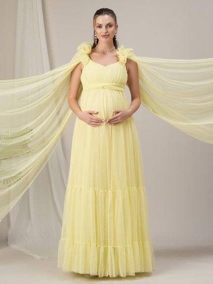 Yellow Ruffle Maternity Dress