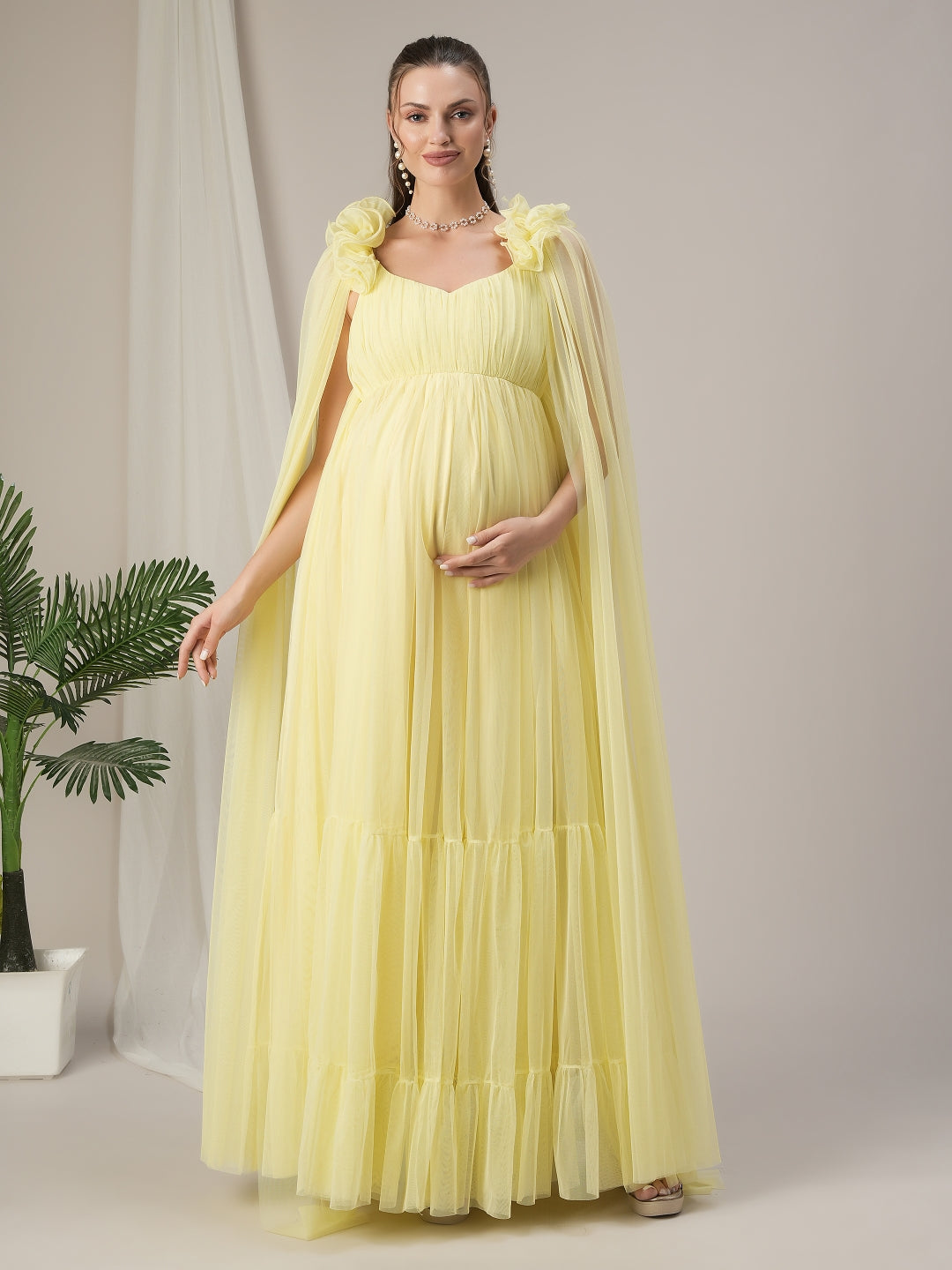 Buy Light Yellow Ruffle Maternity Dress Buy Light Yellow Ruffle Maternity Dress