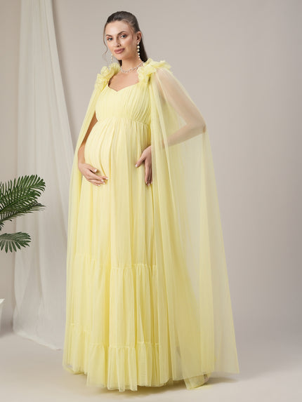 Yellow Ruffle Maternity Dress